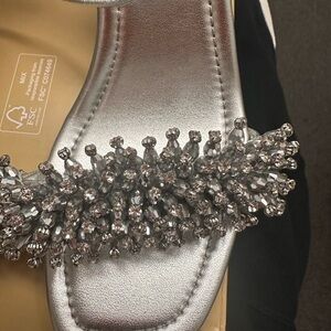 Silver Beaded Sandals
